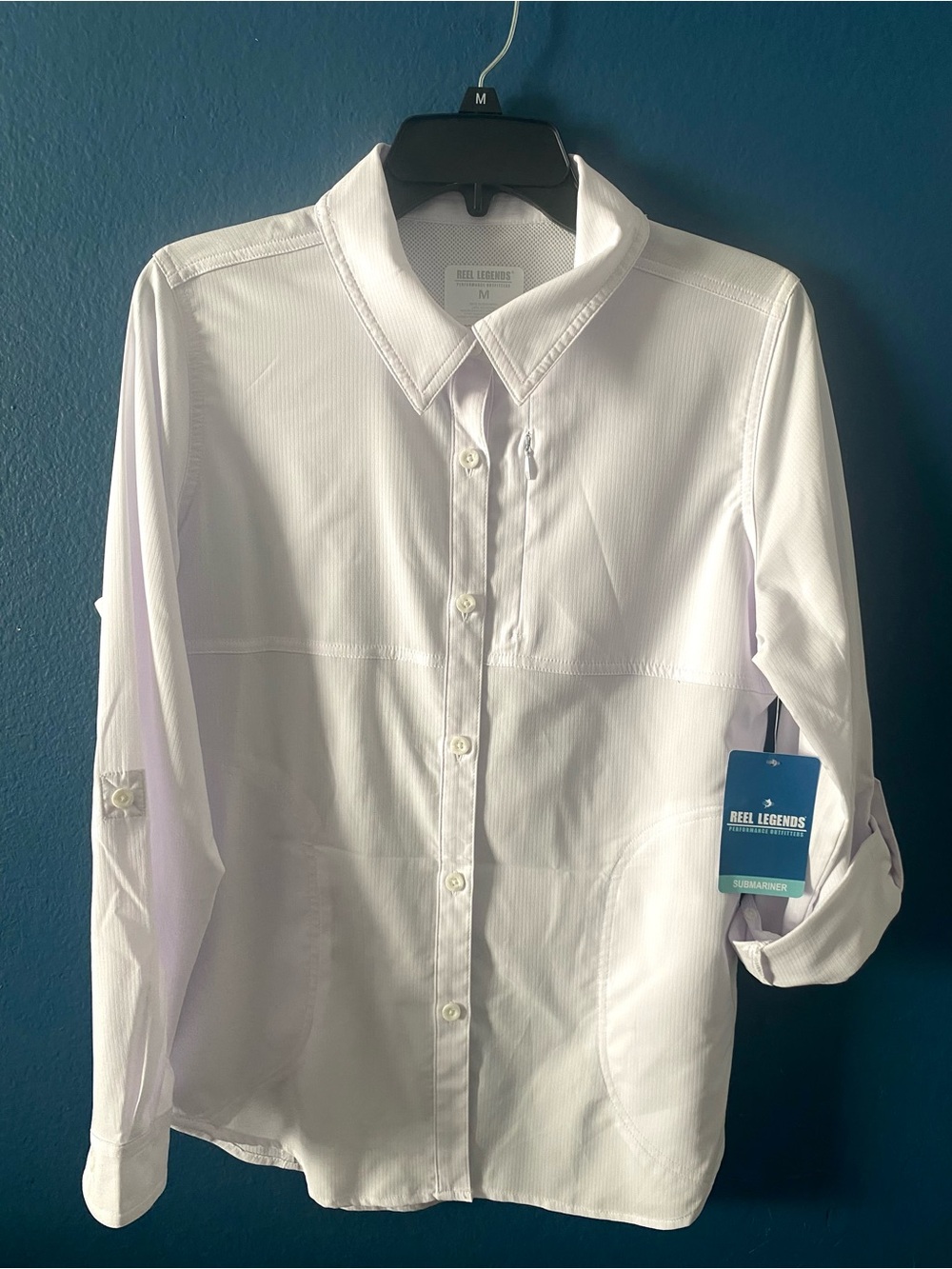 Reel Legends womens White Casual Button-Down Shirt